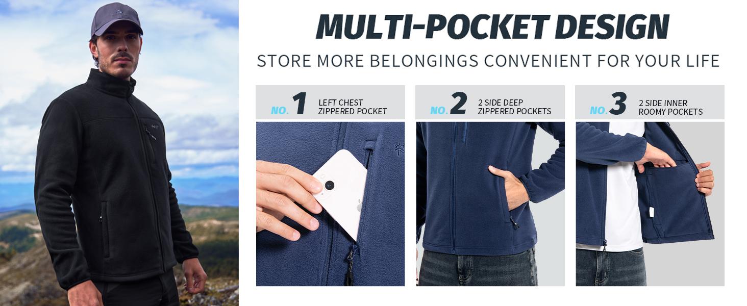 Pioneer Camp Men's Lightweight Polar Fleece Jacket Full Zip Antistatic Casual Coat Soft Warm Outwear with Zipper Pockets Pioneer Camp Men's Lightweight Polar Fleece Jacket Full Zip Antistatic Casual Coat Soft Warm Outwear with Zipper Pockets