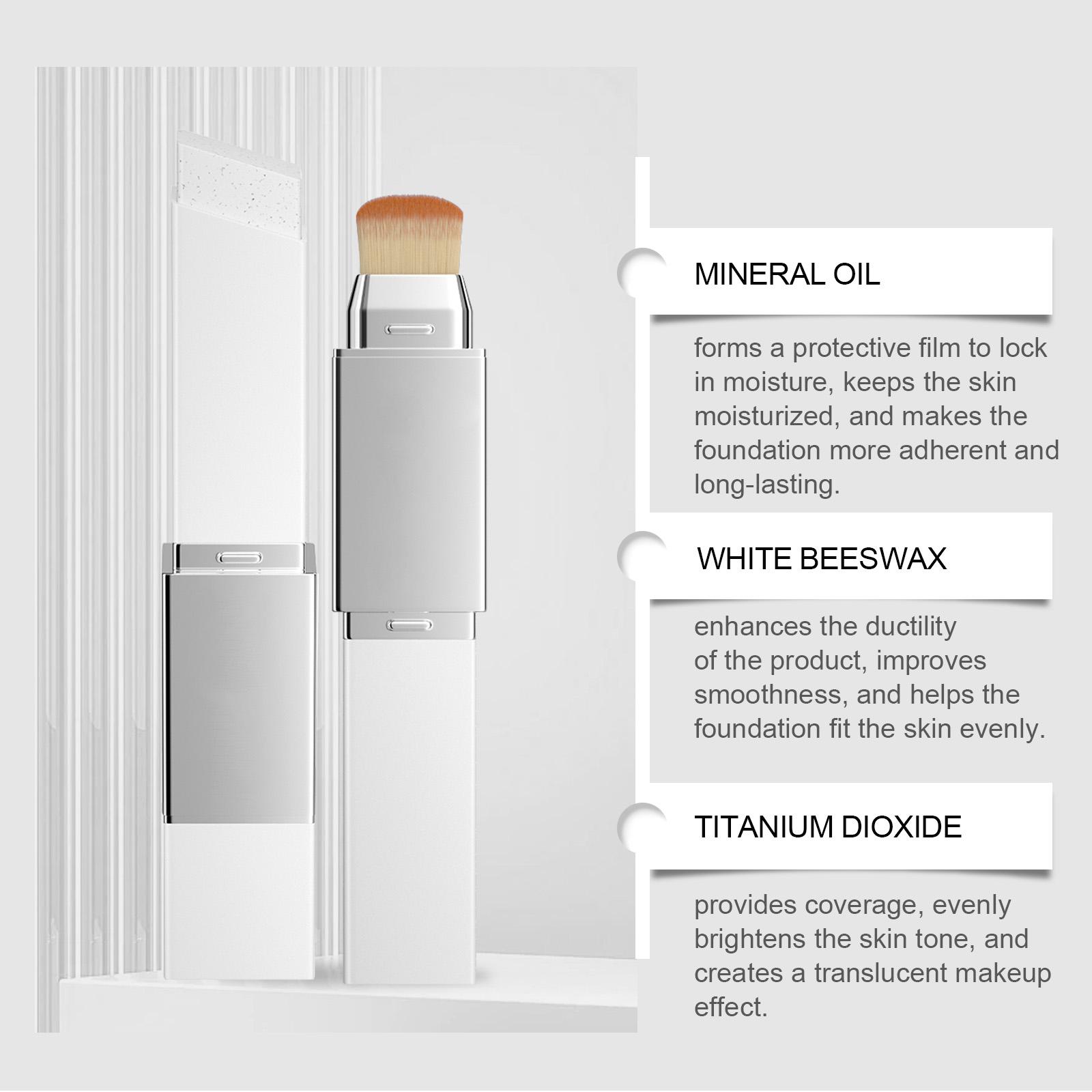 AMZ Ivory White Two-In-One Color-Changing Foundation Stick, Light And Thin Texture, Moisturizing, Matte, Clear And Natural Makeup Effect