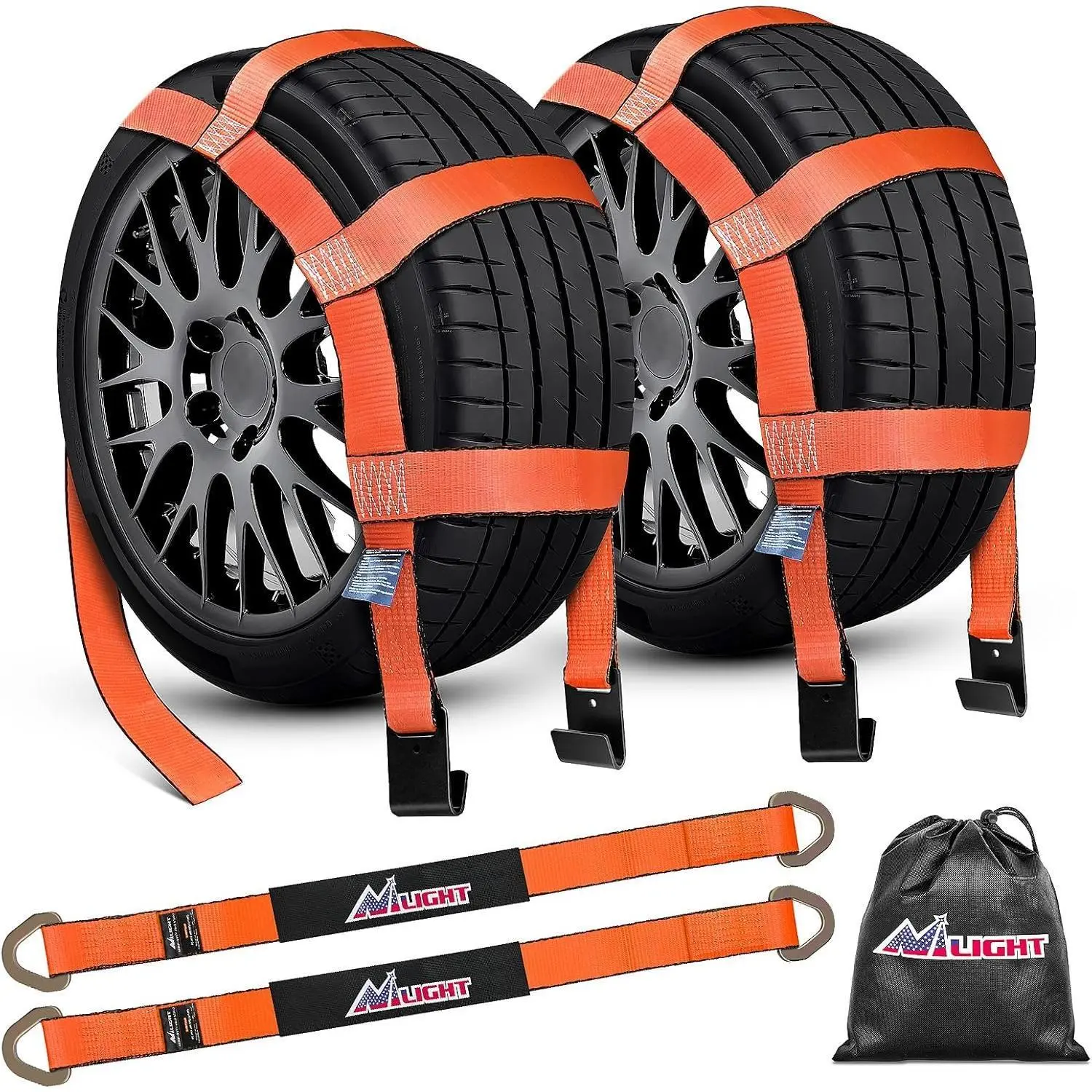 Nilight 2Pcs Tow Dolly Basket Straps with Flat Hook for 14 Inch-19 Inch Tires Car Heavy Duty Wheel 11128LBS Break Strength with 2 Axle for Trailer