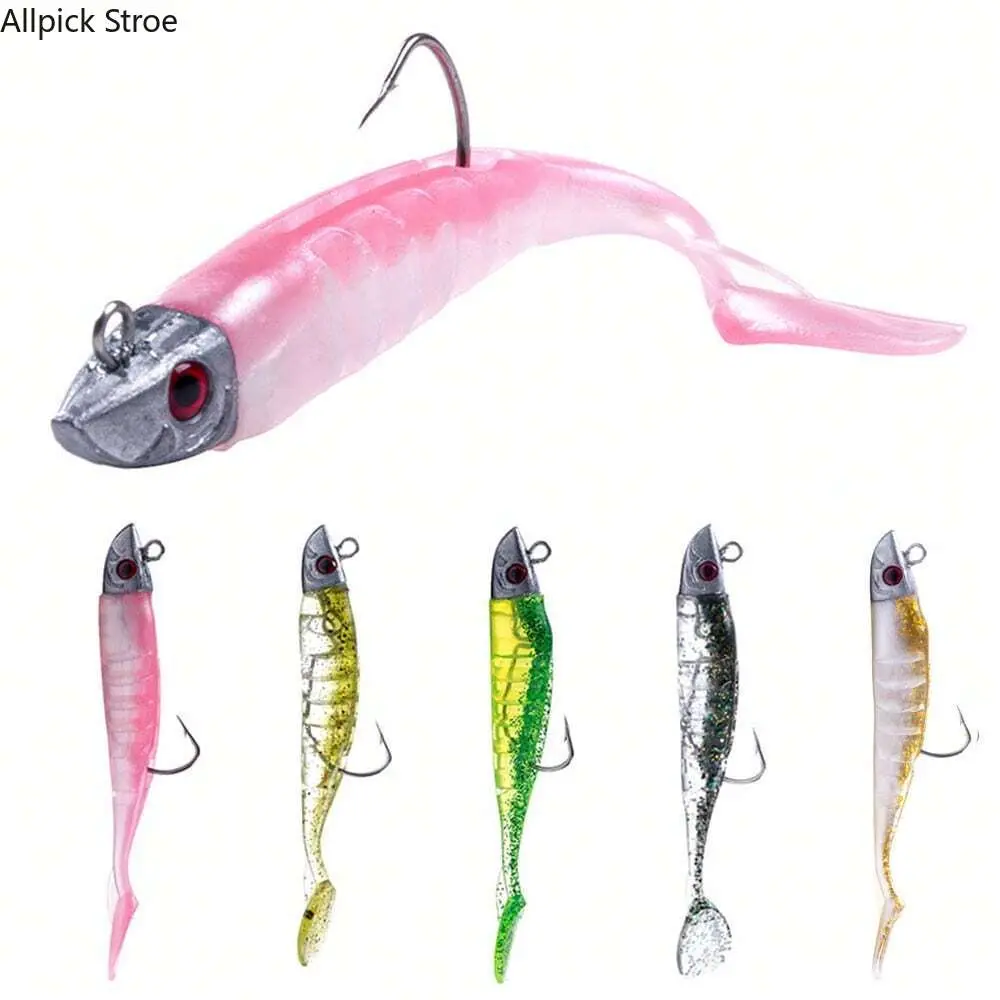 Soft Plastic Swimbait Lures 5-Piece Set - Paddle Tail Fishing Baits with Jig Heads, 9cm/15g & 11cm/25g for Bass, Pike, Bass Fishing Lures, Artificial Fishing Lures, Fishing Tackle Kit