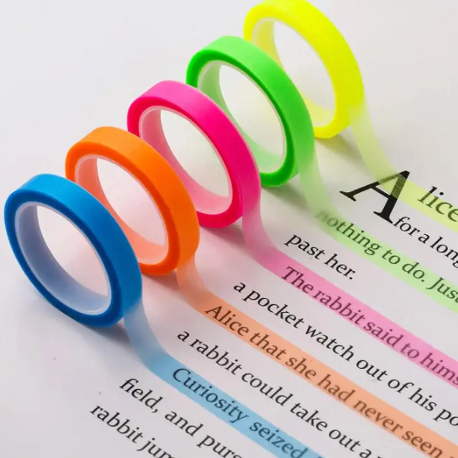 5 Color Decorative Ultra-Thin Sticky Notes Tape, Hand Tearable Markers, Student Diary Transparent Index Stickers, Fluorescent Adhesive, Index Tabs