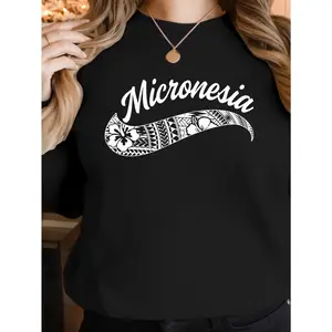 Good graphic tee, Women's Trendy Micronesian Tribal Print Sweatshirt, Comfortable Round Neck Pullover Top, Unique Ethnic Inspired Graphic Hoodie, Casual Streetwear Fashion, Soft Daily Wear, Modern Cultural Design