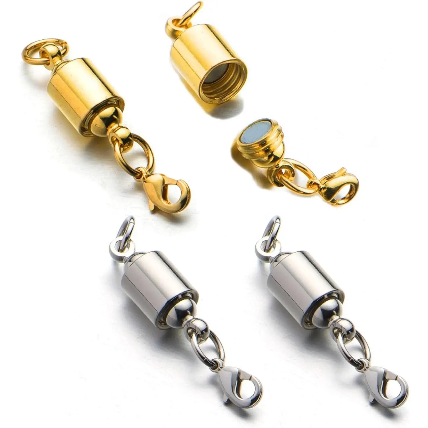 Screw-in Locking Magnetic Jewelry Clasps for Necklaces Bracelets, Easy to Use, 6mm Barrel Type, Lightweight and CompactGift