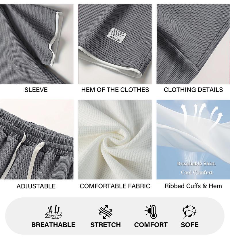 Men's Polo Print Drawstring Shorts Set For Spring/Summer. A Casual Summer Outfit, Including A Short-Sleeved Shirt And Shorts, Suitable For Everyday Wear And Sports. A Two-Piece Set For A Relaxed And Energetic Lifestyle.