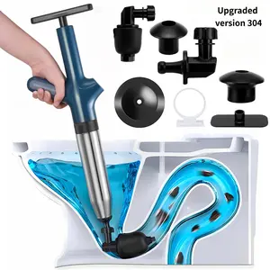 Powerful Toilet Unclogger Air Plunger, Handheld Drain Blaster Kit, Multi-use for Kitchen Sink Washbasin Bathtub Pipe Dredging