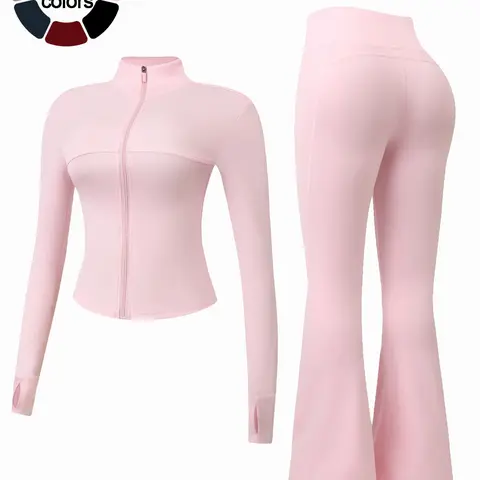 Women's Two-Piece Basic Everyday Solid Loungewear Set with Long Sleeve Zipper Jacket and Wide Leg Pants, Perfect for Travel and Home Comfort, Casual Fashion Sleepwear Pj Sets