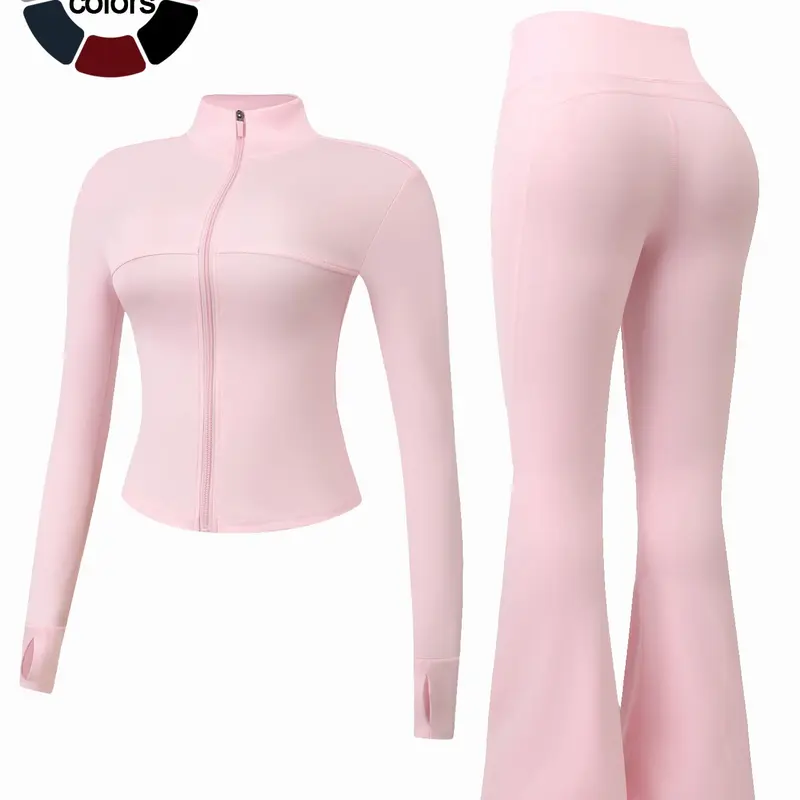 Women's Two-Piece Basic Everyday Solid Loungewear Set with Long Sleeve Zipper Jacket and Wide Leg Pants, Perfect for Travel and Home Comfort, Casual Fashion Sleepwear Pj Sets