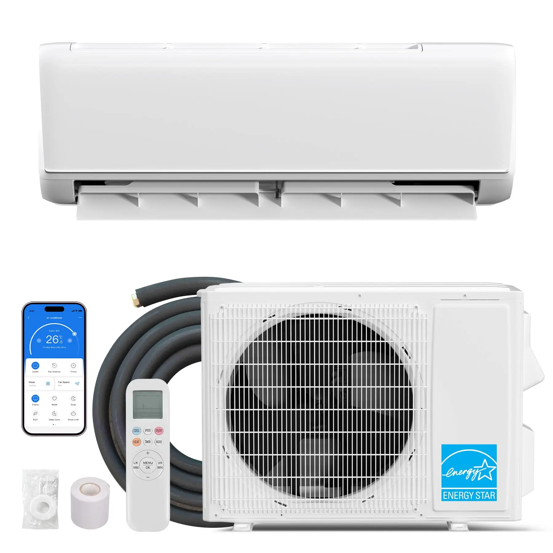 GAOMON Split Air Conditioner with Heat Pump, 21 SEER2 Rated, 230V, 24000BTU, Outdoor Unit Included