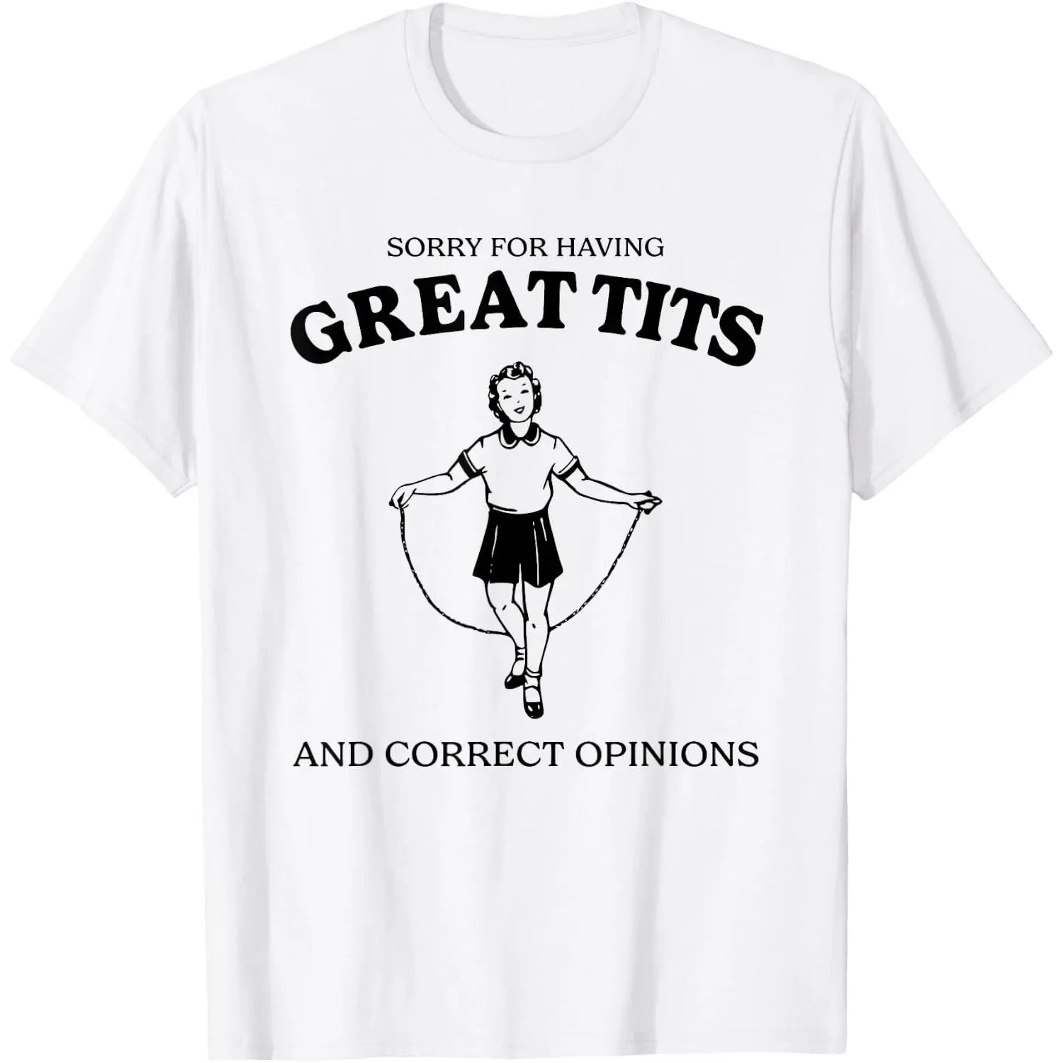 Women's 'Great Tits & Correct Opinions' Graphic Shirt in an Americana Workwear Style, Washed Finish for Layering with Flannel & Joggers, Essential