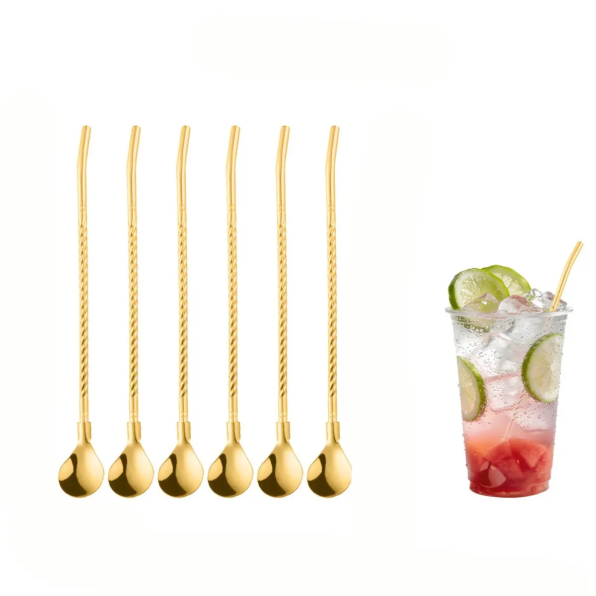 Stainless Steel Straw Stirrer Spoon Utensils, Dual Function Straw Spoon, Durable and Easy to Clean, Perfect for Drinks and Smoothies