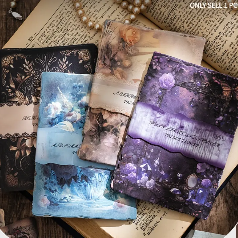 Vintage Floral Torn Edge Paper - Non-Adhesive Aesthetic Background for Scrapbooking, Junk Journal & DIY Crafts