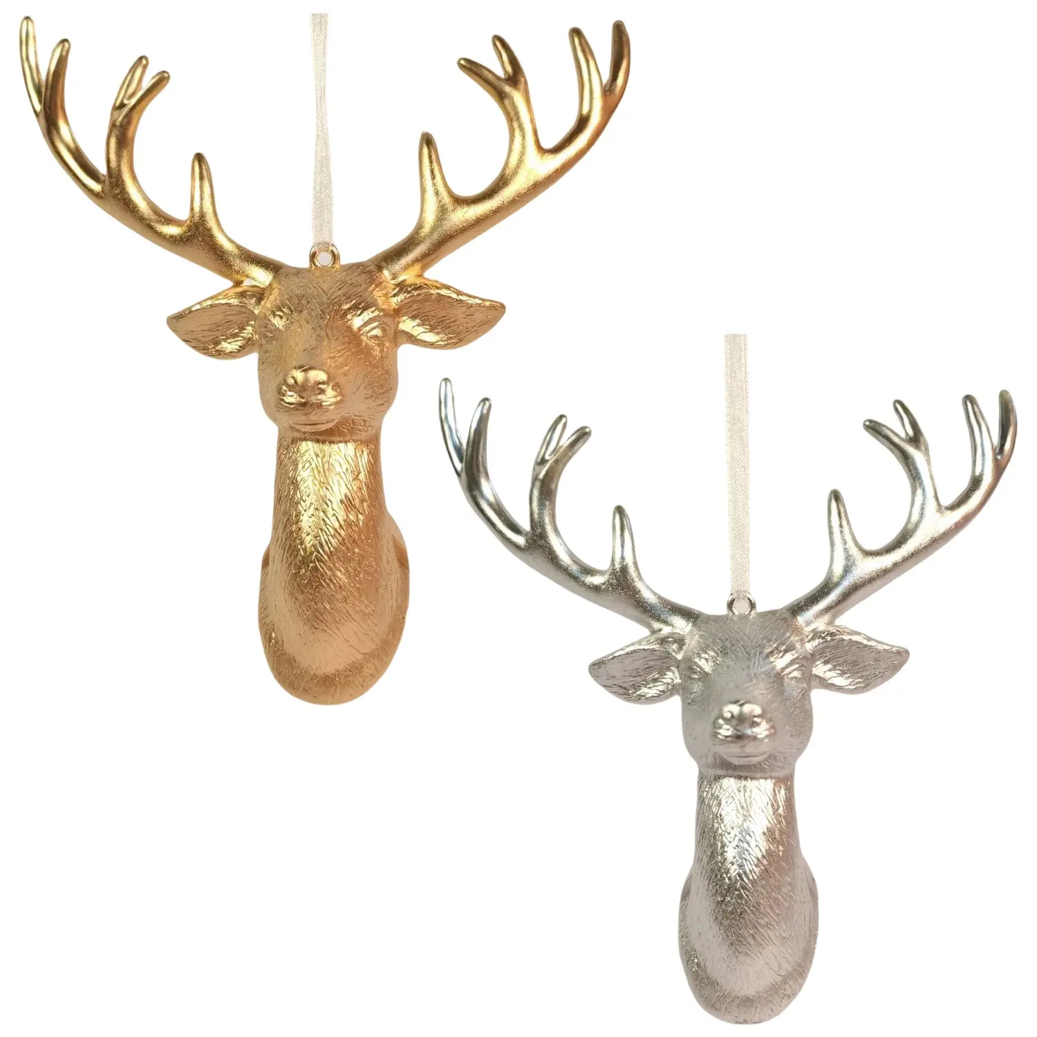Reindeer Head Decor Set, /silver Color Metal Christmas Statues, Multi-Functional Holiday Ornaments, Perfect Gift