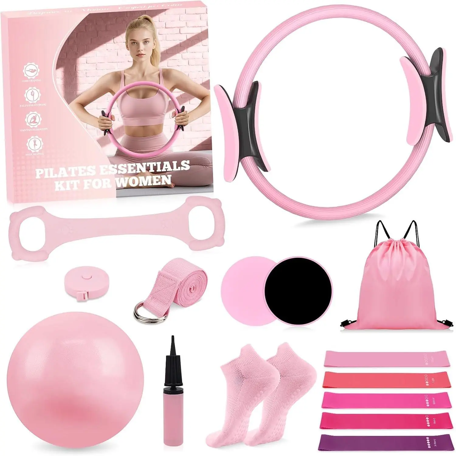 Pilates Kit for Women, Pilates Equipment Ring and Ball Set