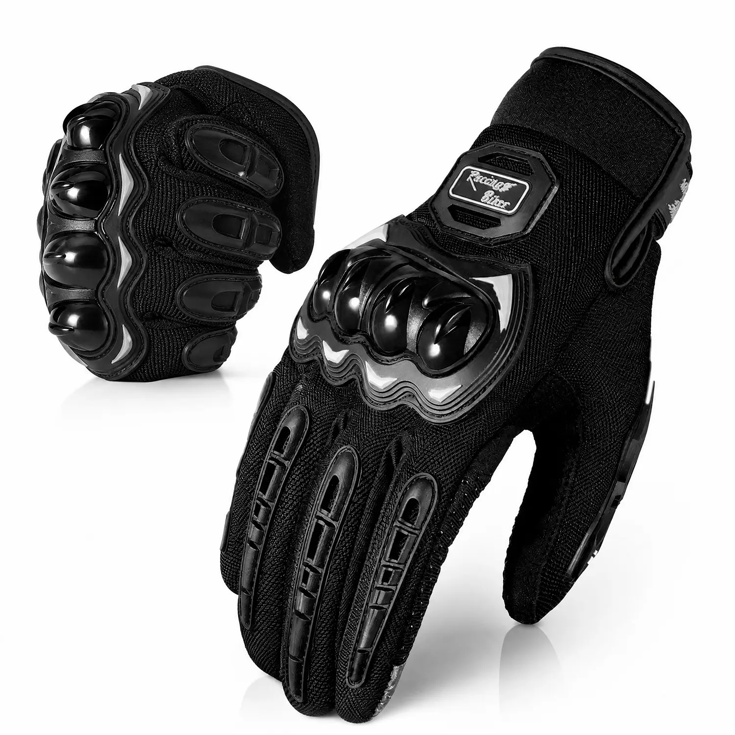 1 Pair Full Finger Cycling Gloves, Breathable Non-Slip Touchscreen Design with Knuckle Guards, Outdoor Protective Gear for Riding, Climbing and Lifting