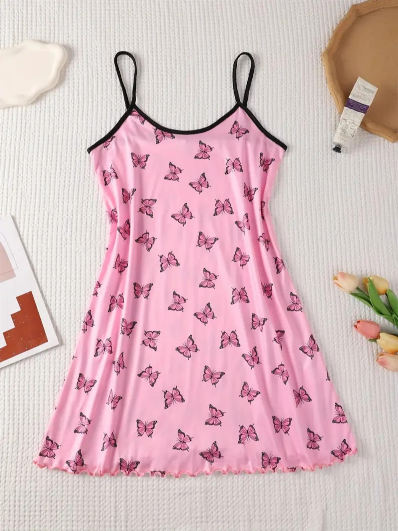 Women's All Over Print Cami Nightdress, Casual Soft Comfortable Spaghetti Strap Nightgown for All Seasons, Lady's Sleepwear for Indoor Wear, Breathable Sleep Dress