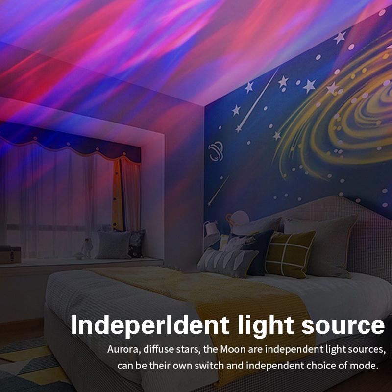 Aurora, Water Ripple and Sky Projector Light, 1/2 Counts USB Rechargeable 16-color LED Projector Lamp with Remote Control, Northern Lights Ambient Ceiling Light, Ceiling Projection Lamp for Room Decor