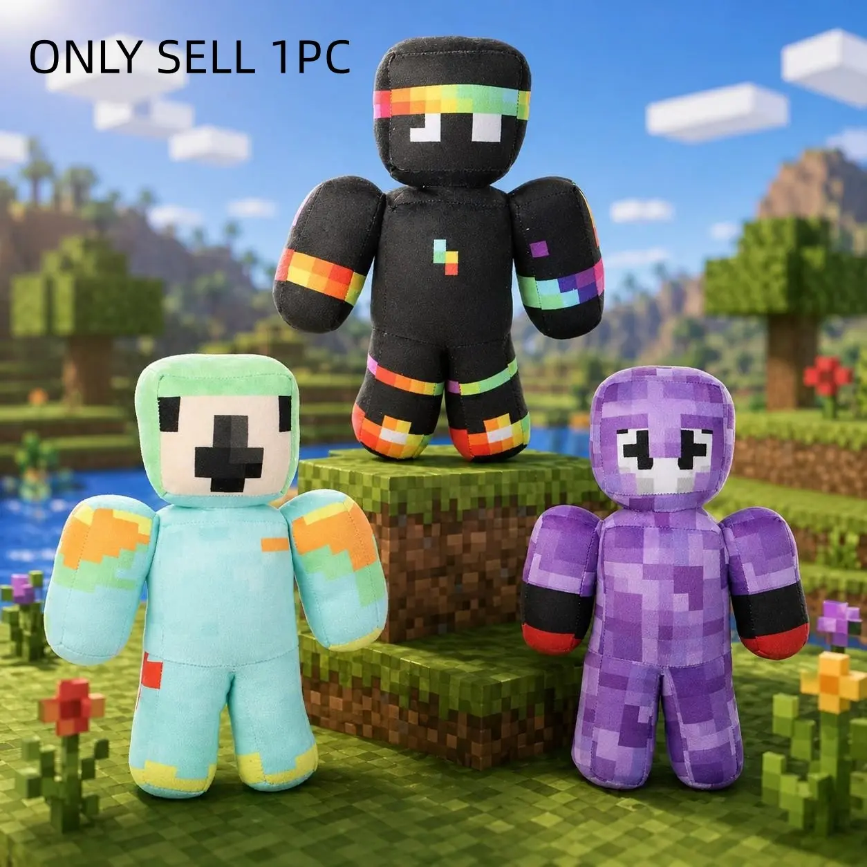 Pixel Plush Toy Inspired by ParrotX2 & ClownPierce, Soft Huggable Blocky Gaming Character Plushie, Cute Minecraft Style Stuffed Doll, Kawaii Gamer Room Decor, Cozy Pillow Cushion, Collectible Plush, Soft Cuddly Gift for Kids, Gaming Fans