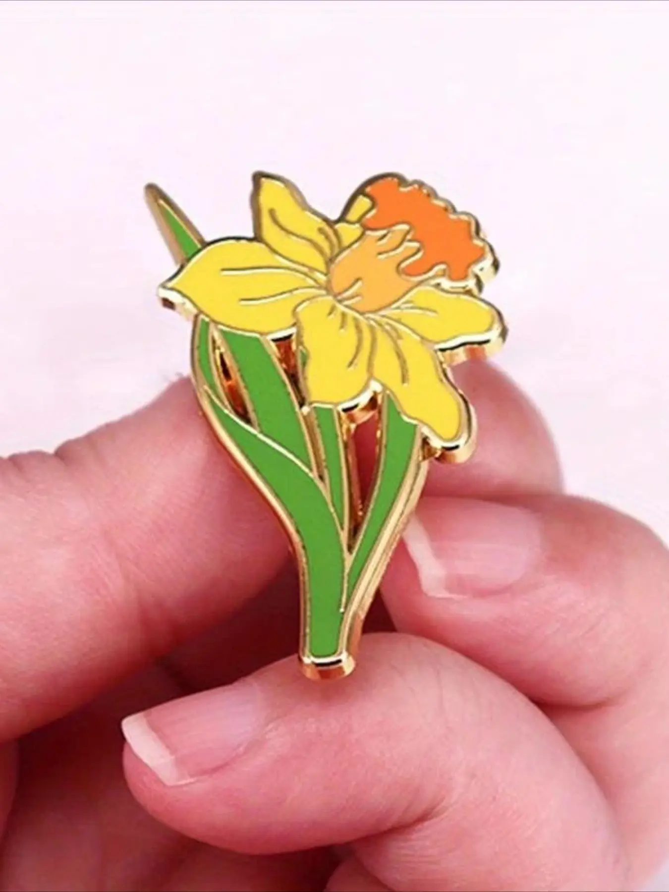 Vintage Sparkling Daffodil Flower Brooch, Enamel Metal Floral Brooch Pin, Women's Coat Scarf Bag Accessories, Elegant Daily Wear
