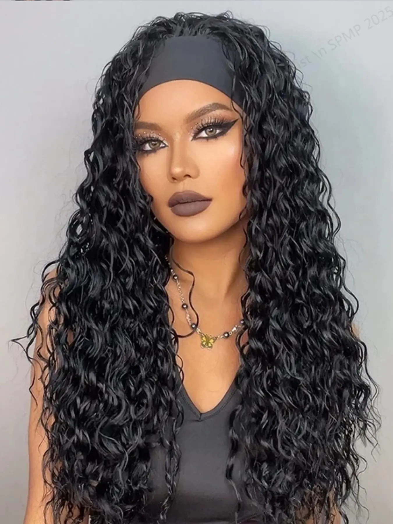Water Wave Glueless Wig with Headband, Headband Style Wig, Wavy Wig, Synthetic Curly Wave, Halloween Wig for Women, Comfortable and Easy to Wear