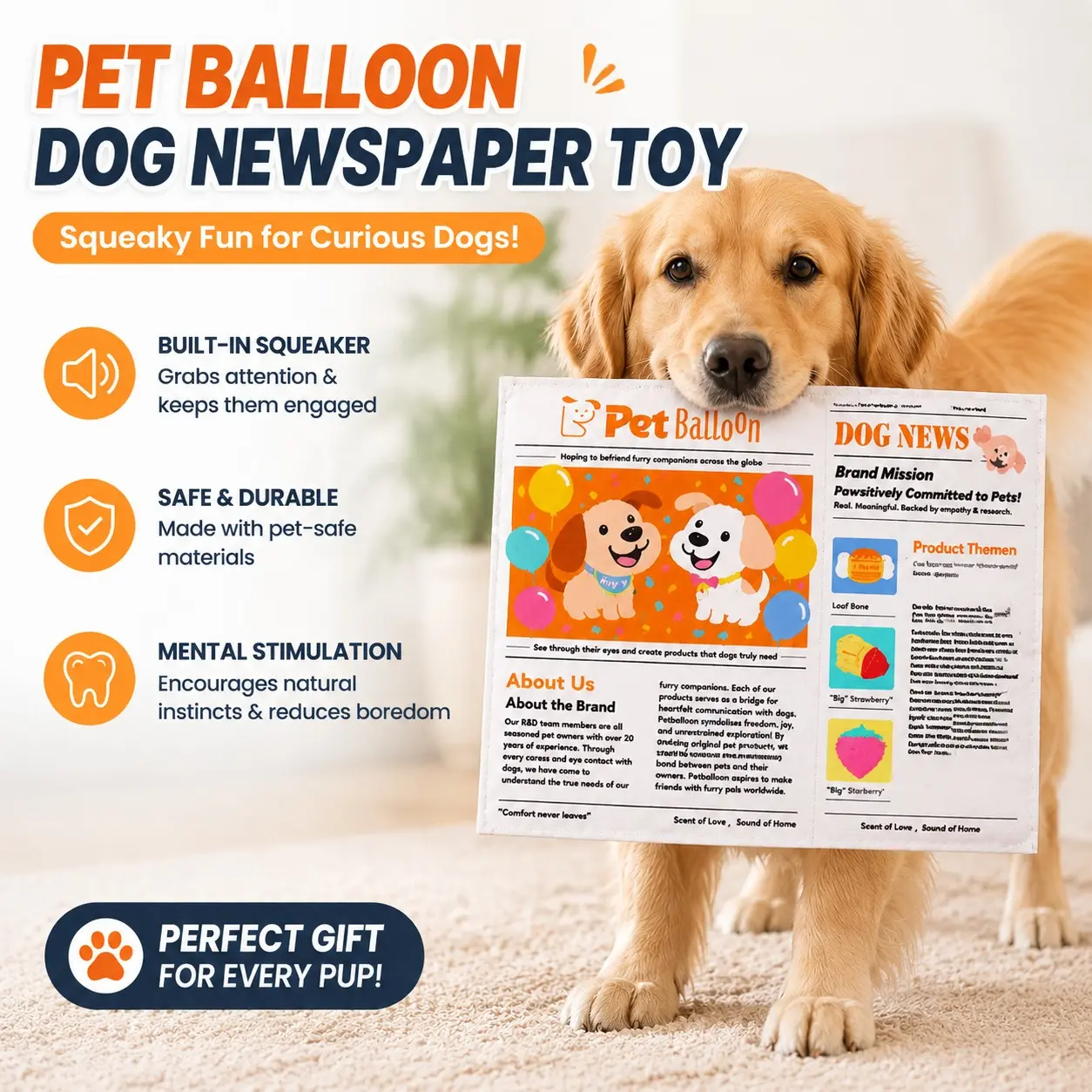 Dog Teething Toy, Realistic Newspaper Pet Chew Toy, Interactive Sound-Making Dog Toy, Durable Puppy Entertainment, Ideal for Boredom Relief
