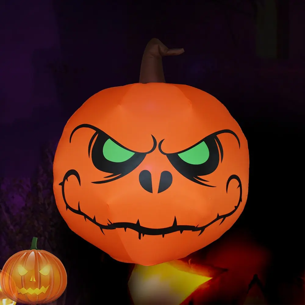 Halloween Inflatable Pumpkin Decoration, Giant Light Up Jack O Lantern, Outdoor Indoor Haunted House Party Decor, Spooky Halloween Blow Up Display