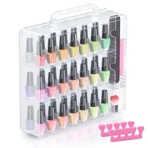 Nail Polish Organizer, 48 Bottles Transparent Nail Polish Holder with Adjustable Divider, Double Side Gel Nail Polish Storage Case for Storage Display