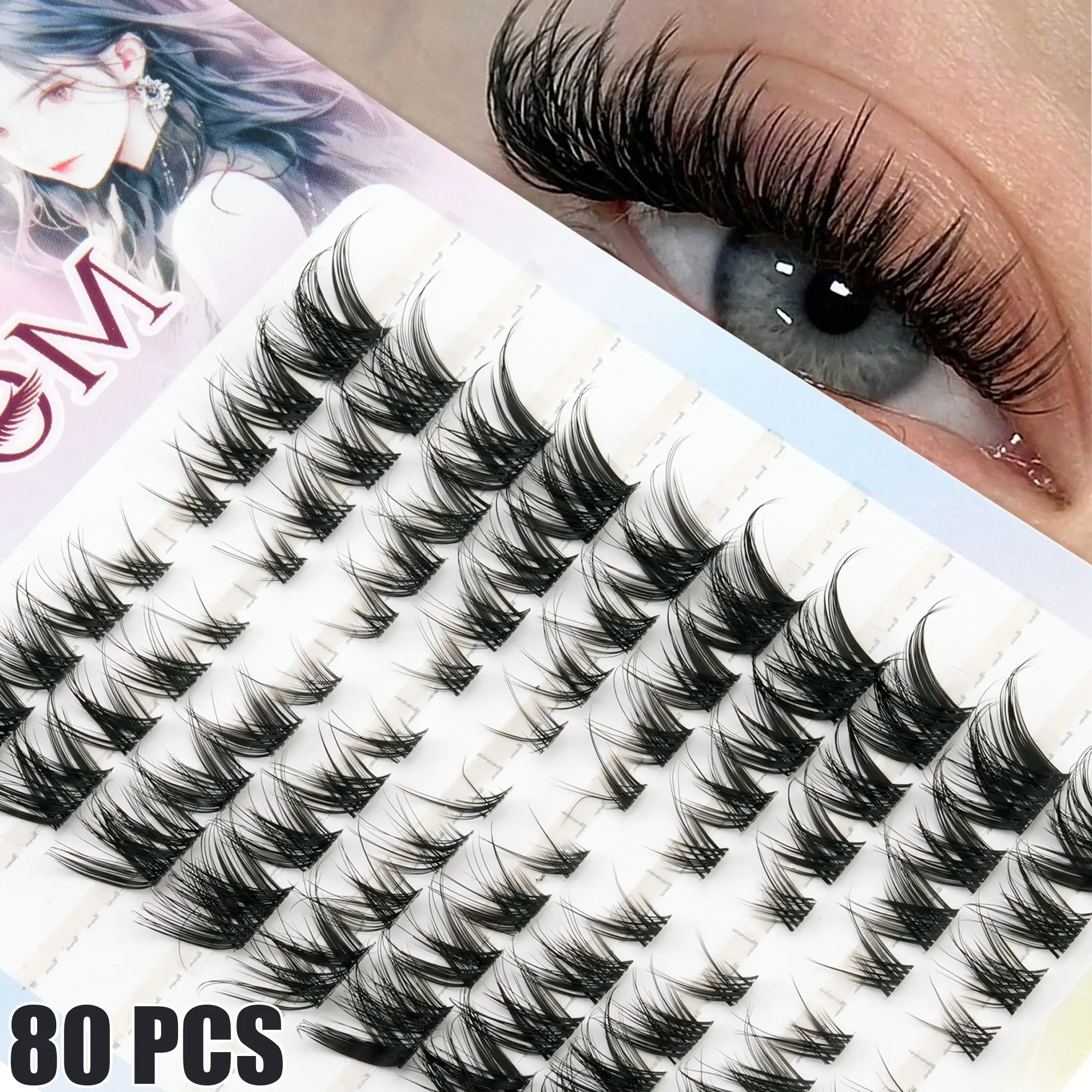 10 Pairs 80pcs Anime Style False Eyelashes, Natural Look, DIY Single Lashes, Reusable, Beginner Friendly, Daily Wear, Party, Friends Gathering