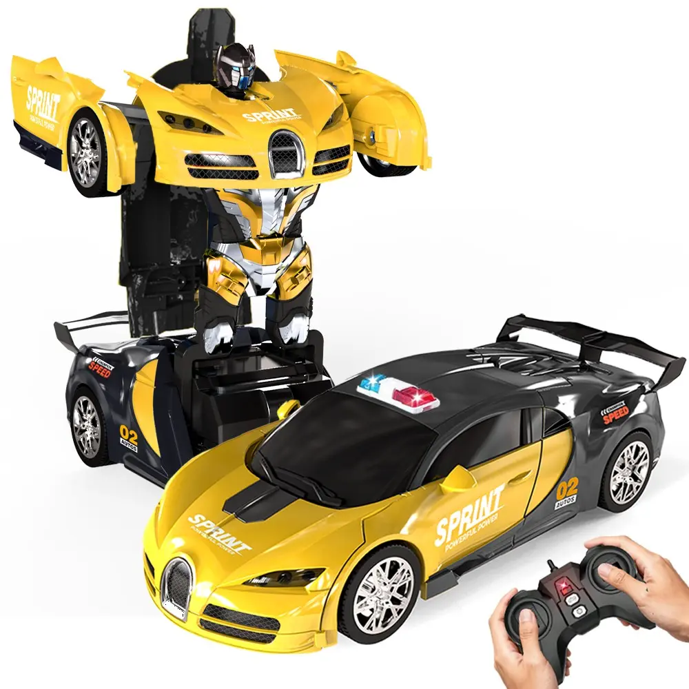 Transformable Remote Control Car, 2-In-1 Robot Toy, Transformer Car, Quick 360° Rotation, LED Lights, Durable Abs Material, Kids Gift
