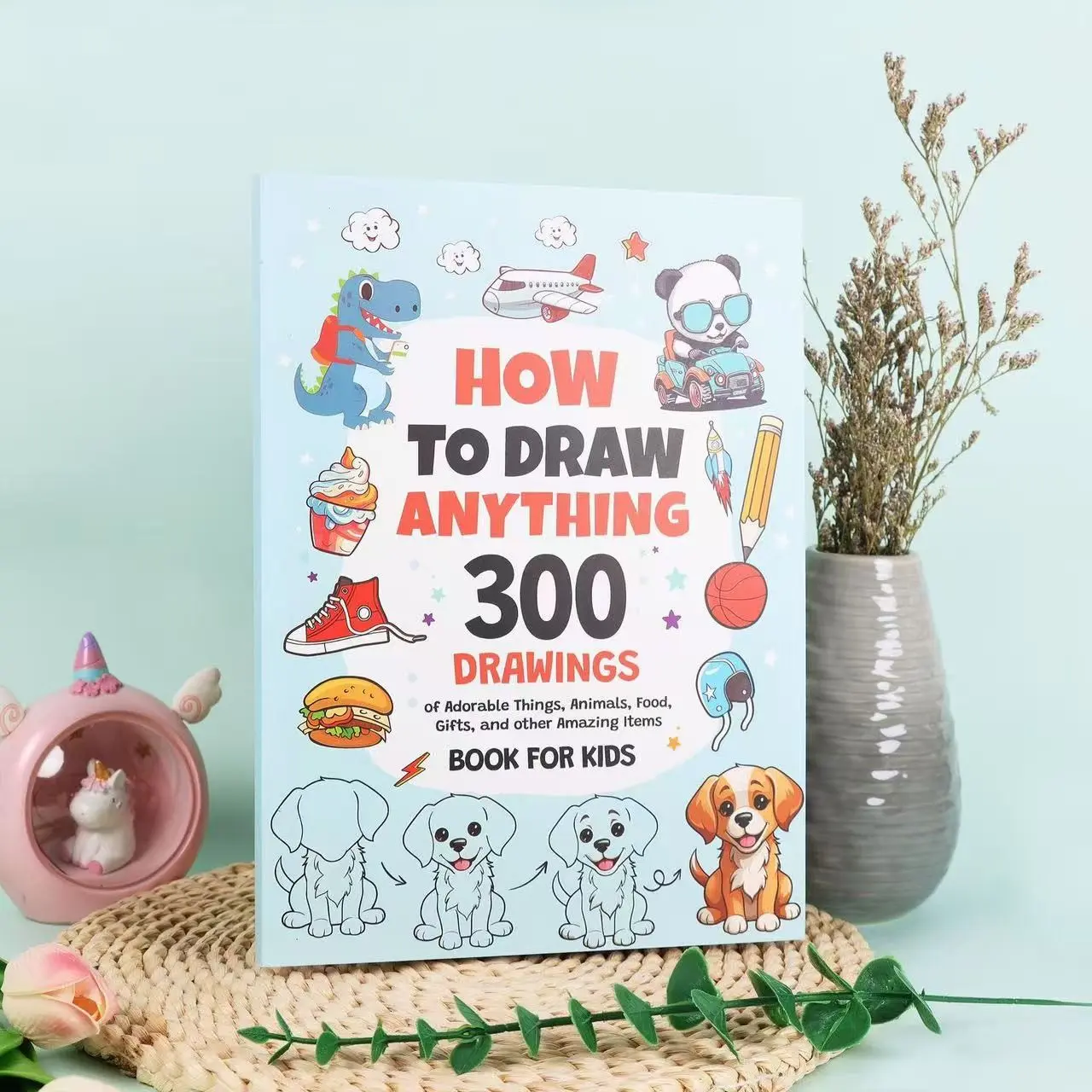 Step-By-Step Drawing Tutorial Book, Learning Activity Book, Illustrated Activity Book, 300 Themes, Thick Paper, Ideal for Early Education, Perfect Gift for Kids