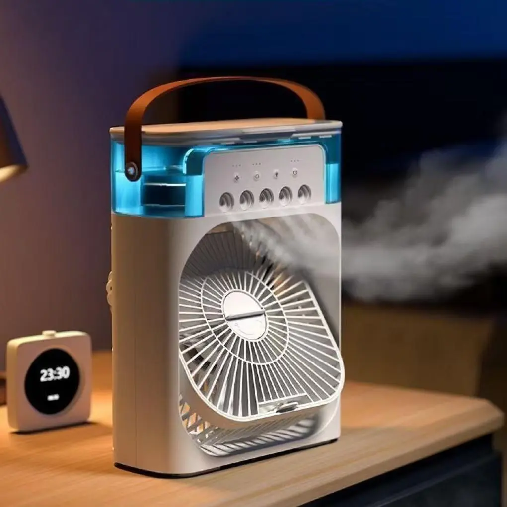 3 in 1 Fan Air Conditioner, Portable Air Cooler Fan with LED Night Light, USB Plug-in Mini Air Conditioner Fan, Household Appliances for Home Office, Portable Fans