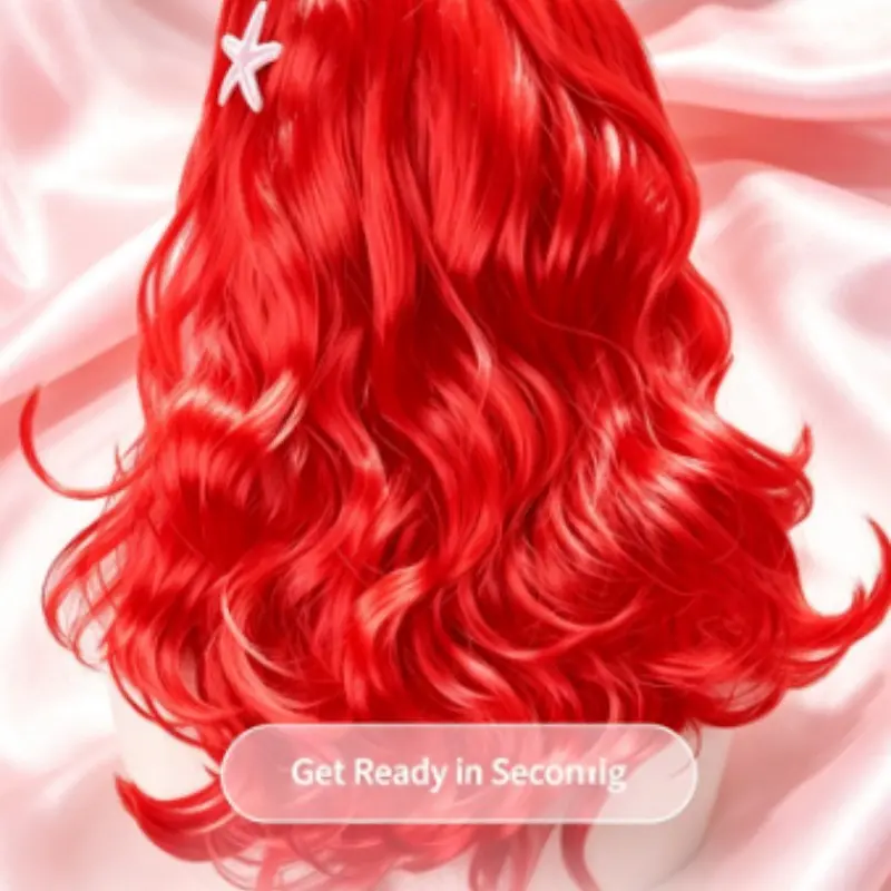 Bright Long Wavy Mermaid Wig with Starfish Hair Clip, Natural Curly Synthetic Hair Wig for Halloween Cosplay, Costume Party, Daily Dress Up