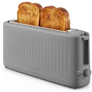 2-Slice Long Slot Toaster, Cool-Touch Body, 6 Browning Shades, Extra-Wide 1.5" Slot for Artisan Bread, Bagels, Waffles & English Muffins, Grey