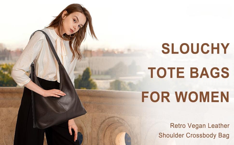 Slouchy Tote Bags for Women Retro Vegan Leather Shoulder Crossbody Bag Faux Leather Handbag Purse Satchel Soft Leather Bag SpringStatements Slouchy Tote Bags for Women Retro Vegan Leather Shoulder Crossbody Bag Faux Leather Handbag Purse Satchel Soft Leather Bag SpringStatements
