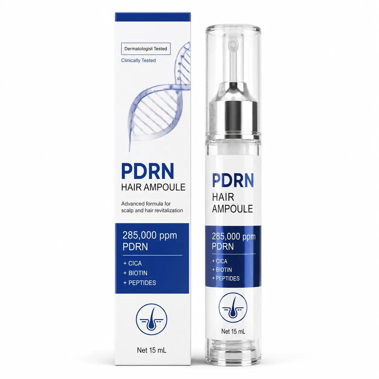 PDRN Scalp Ampoule Serum - Biotin Rich Hair Care Products with Peptides, Scalp Focus Moisturizing Daily Treatment for Strengthening & Root Support, 15ml Lightweight Oil-Free Fast-Absorbing Essence