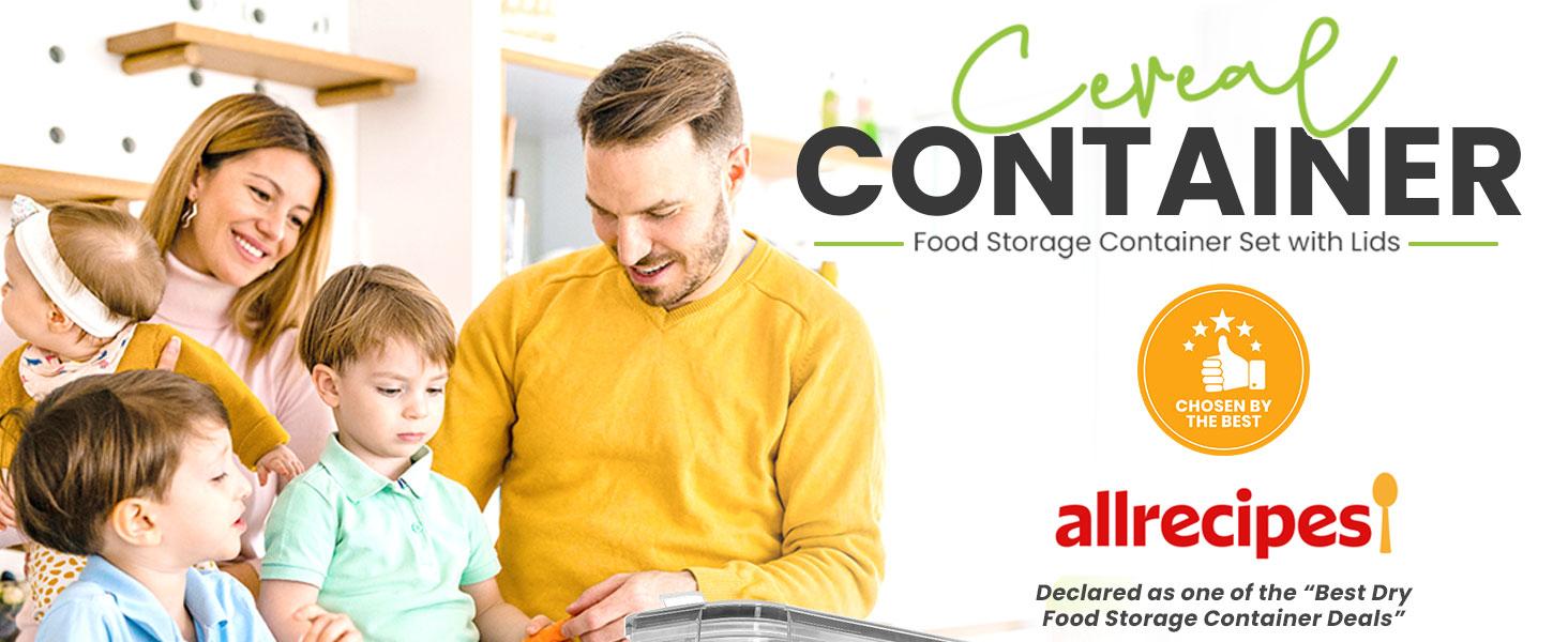 Kitchen Cereal Containers Storage Set – 6 Pack 4L(135.2 oz) Airtight Food Storage Containers with Lids, BPA-Free Cereal Dispensers for Pantry Organization and Storage (Clear)