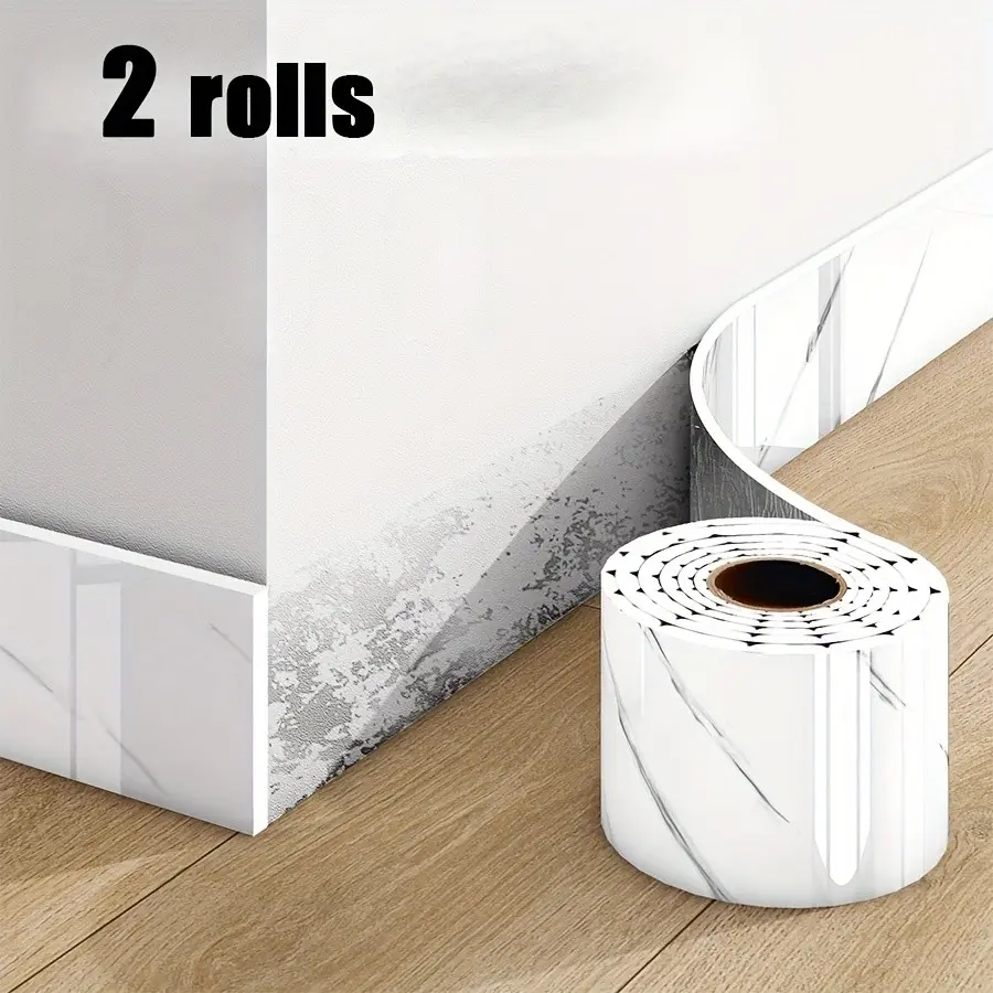 Luxury Self-Adhesive Baseboard Corner Protector, Strong Adhesion, DIY Installation, Wall Angle, Ceiling, Countertop Protection, Two Rolls Included, Versatile Use