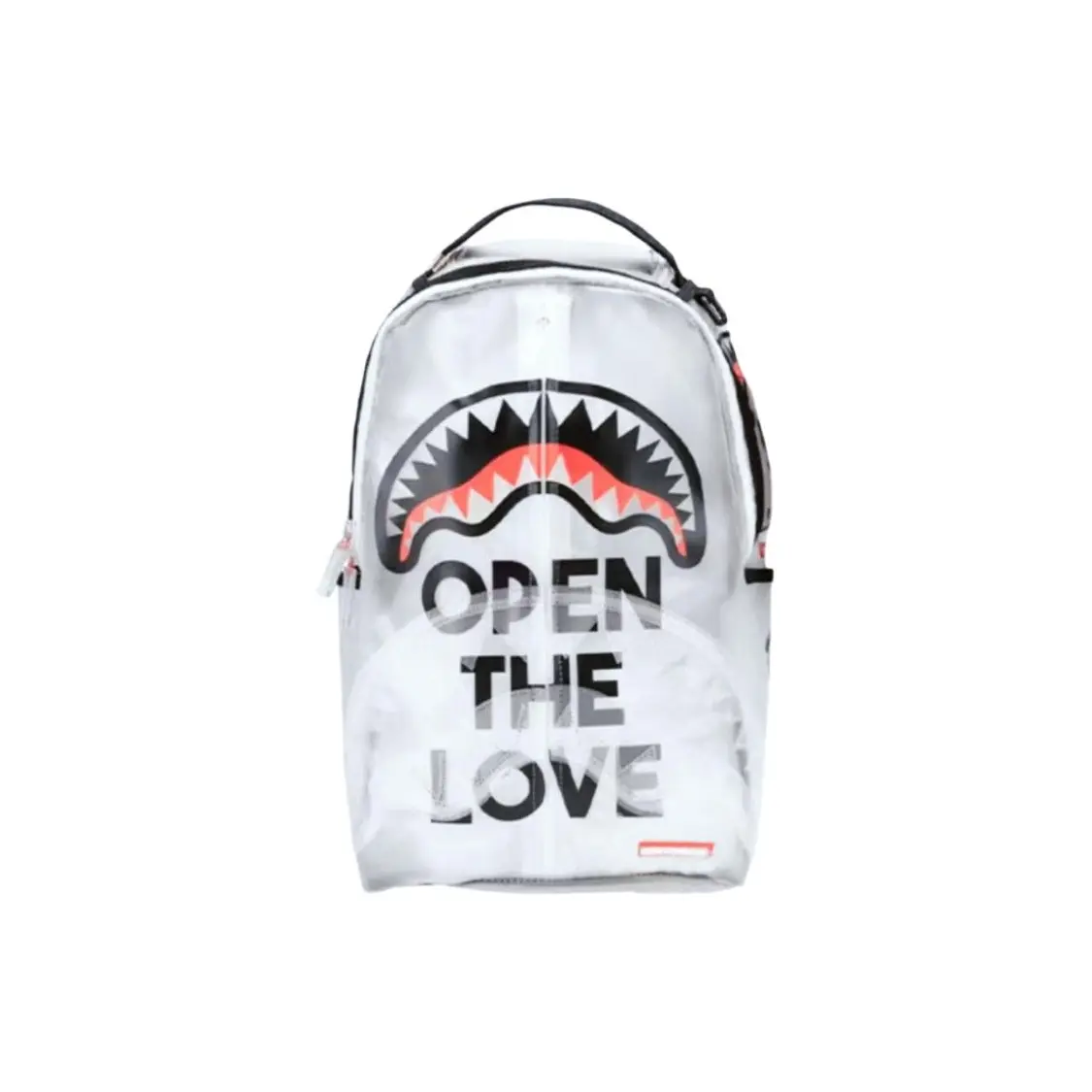 SPRAYGROUND SG Clear Open The Love Shark Mouth PVC Backpack - Unisex Couple-Style Functional Luggage Bag