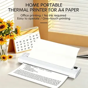 A4 Thermal Office Printer, Portable Mini Home Printer, Inkless Thermal Paper, Photo Label Printing, Household Printer