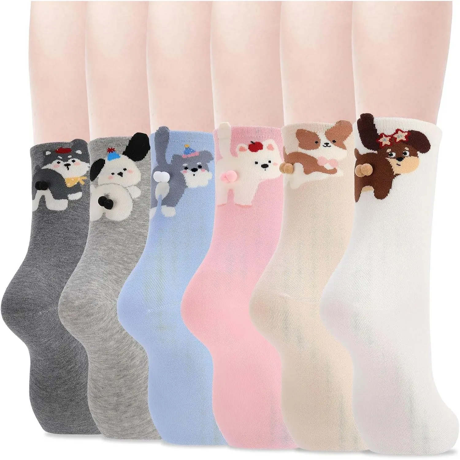 Cute Animal Socks  Women Cat Dog Novelty Crew Sock  Cute Animals Lovers