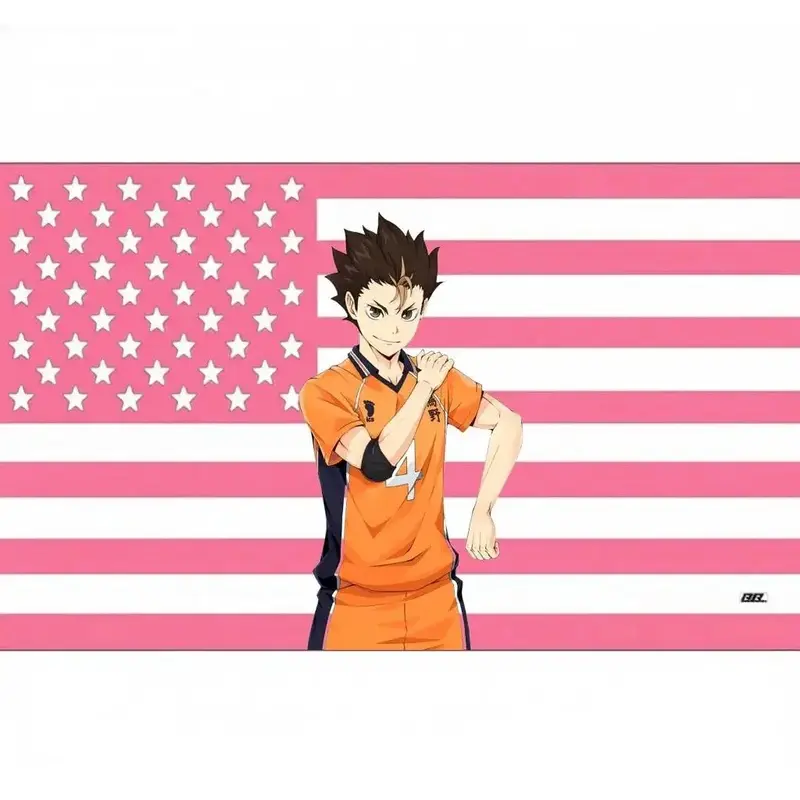 Haikyuu!!US Banner: Noya Yuu - Orange and Pink Pride, Guardian Deity#4 Flag.Nishinoya's Fierce Energy Wall Tapestry.