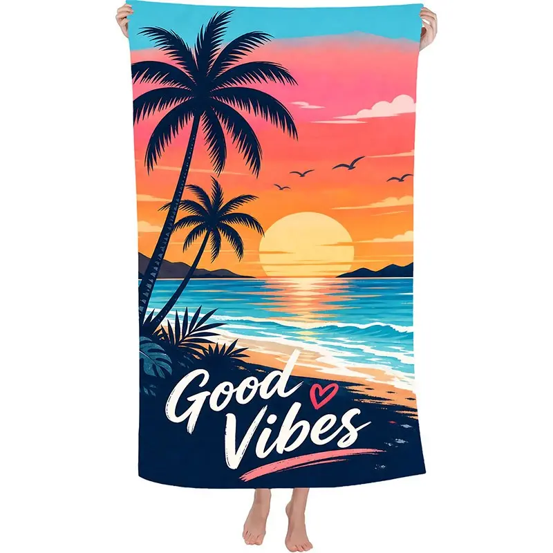 1 PC Oversize Swimming Bath Towels Beach Towels,30*60 Inch/35*72 Inch Summer Sunset Sunshine Tropical Tree Ocean Sea Waves Quick Dry Microfiber Beach Towel for Pool Party Decor Quick Drying Towel