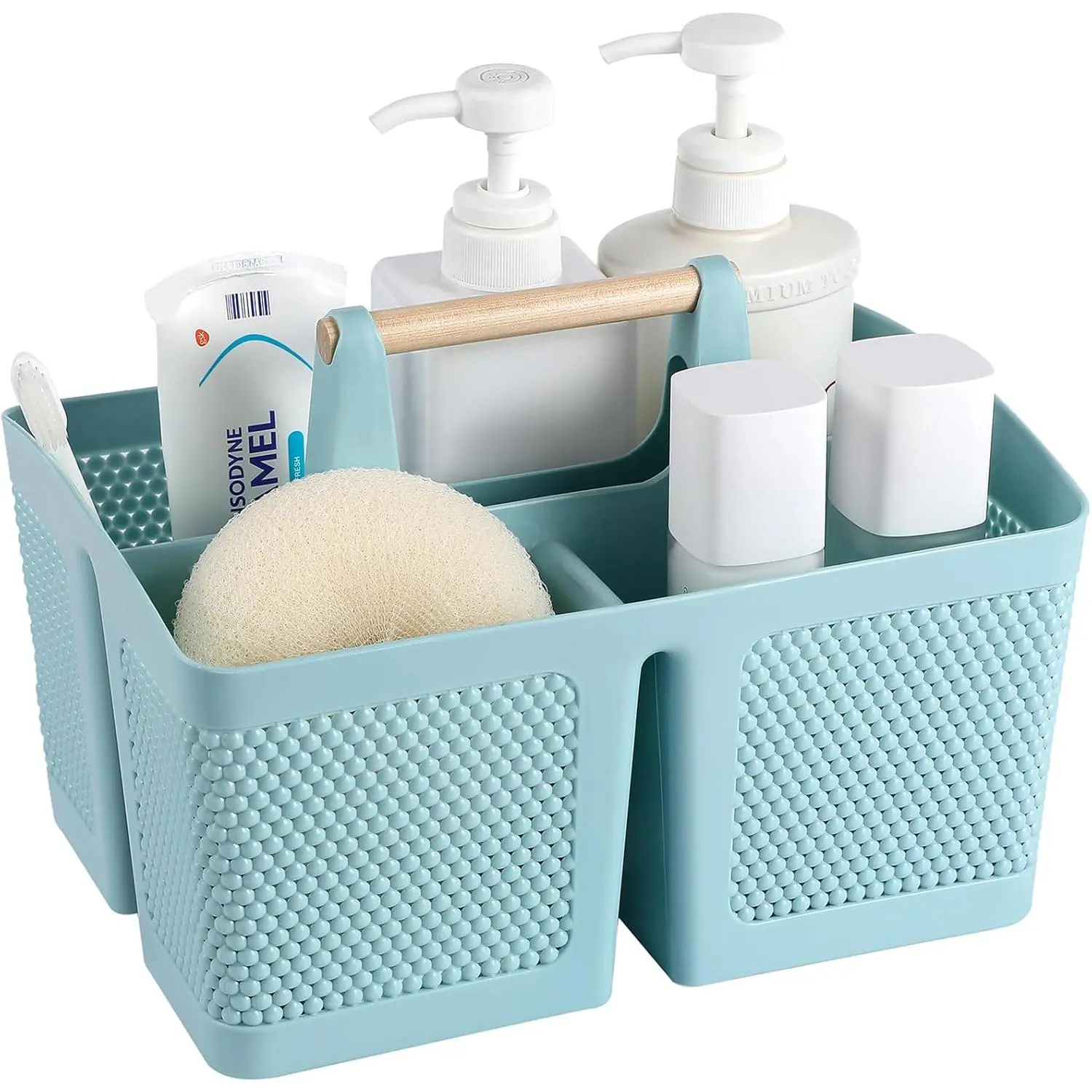 Plastic Portable Shower Caddy - 1-Piece Compact Rectangular Single Storage Tote with Handle for Bathroom, College Dorm Room Essentials, Blue