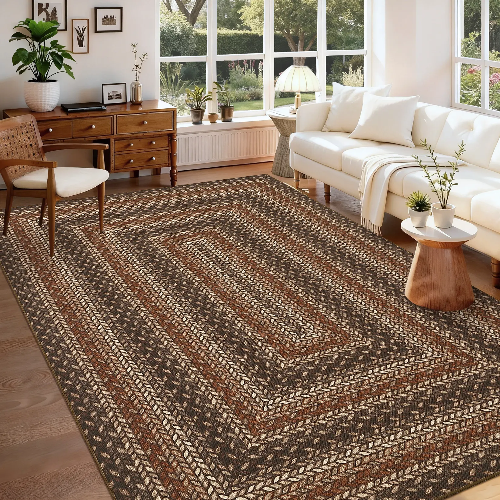 Modern Minimalist Jute Rug Indoor & Outdoor Stain Resistant Non-Slip Washable Woven Printed Ultra Thin Non-Shedding for Bedroom Living Room Patio Kitchen  room escape rug