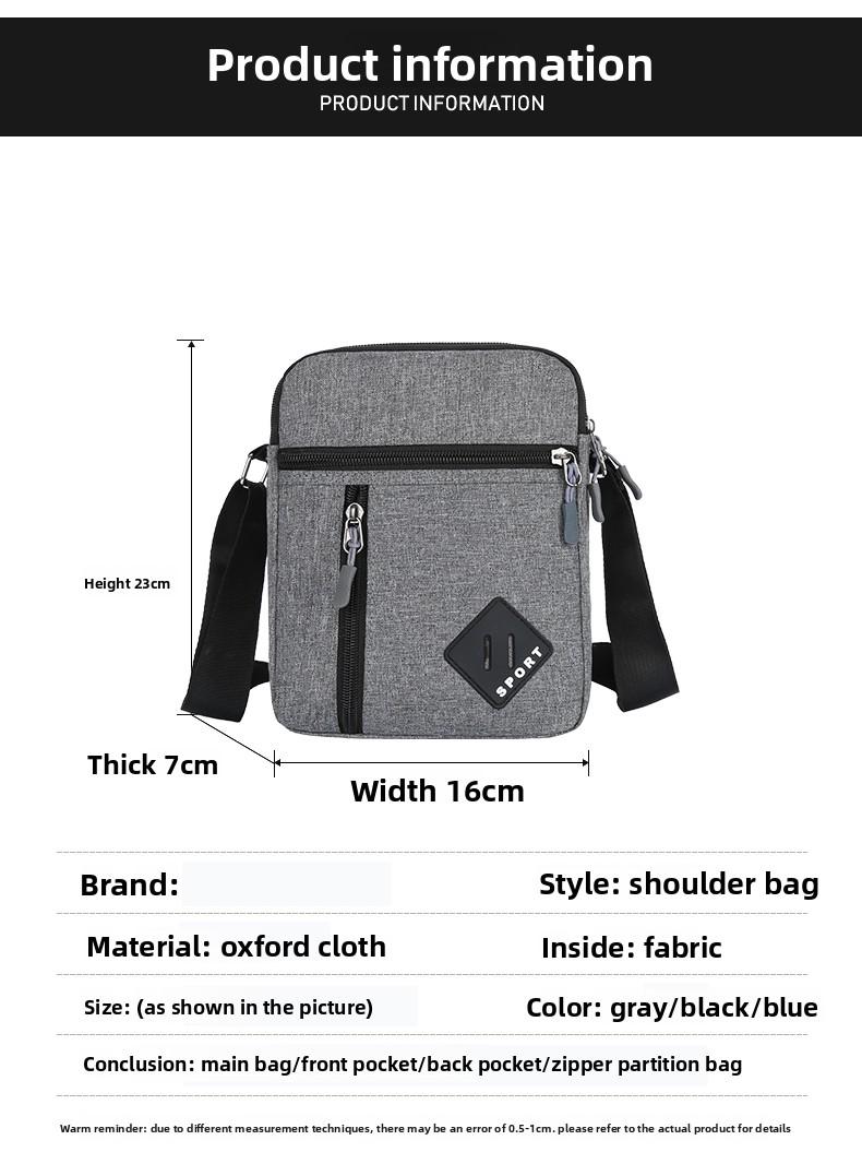 Casual Business Men Messenger Bag Version Simple Oxford Cloth Cross Body Shoulder Bag for Male Daily Use, Work, Travel Outdoors