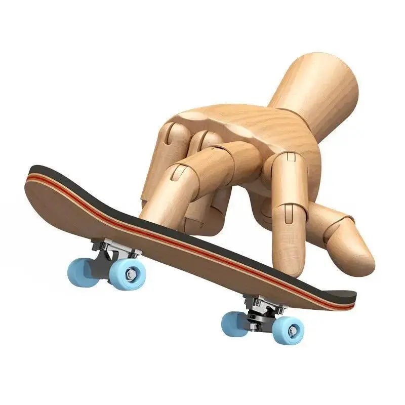 Maple Wood Finger Skateboard Puzzle Toy - High Quality, 10 cm*3 cm*2 cm, Left-Right Tiltable, Rapid Gliding Anti-Stress Sensory Toy for Boys, Cute Mini Hobbies Gift
