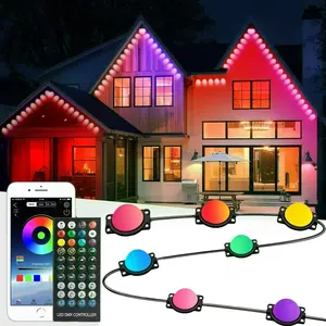 Smart LED Eaves Lights, Decorative Outdoor Lighting, RGBIC Smart Color Changing, APP+Remote Control Outdoor RGB Lights IP65, Music Sync & DIY Scenes, Perfect for Christmas, Halloween, Parties & Daily Decor, Ideal for House Roof