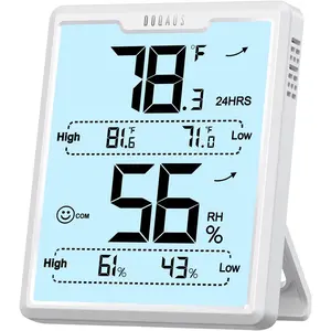 Digital Hygrometer Room Thermometer Indoor, Humidity Meter with Large LCD Display, Backlight Temperature Humidity  with Max Min Records, White