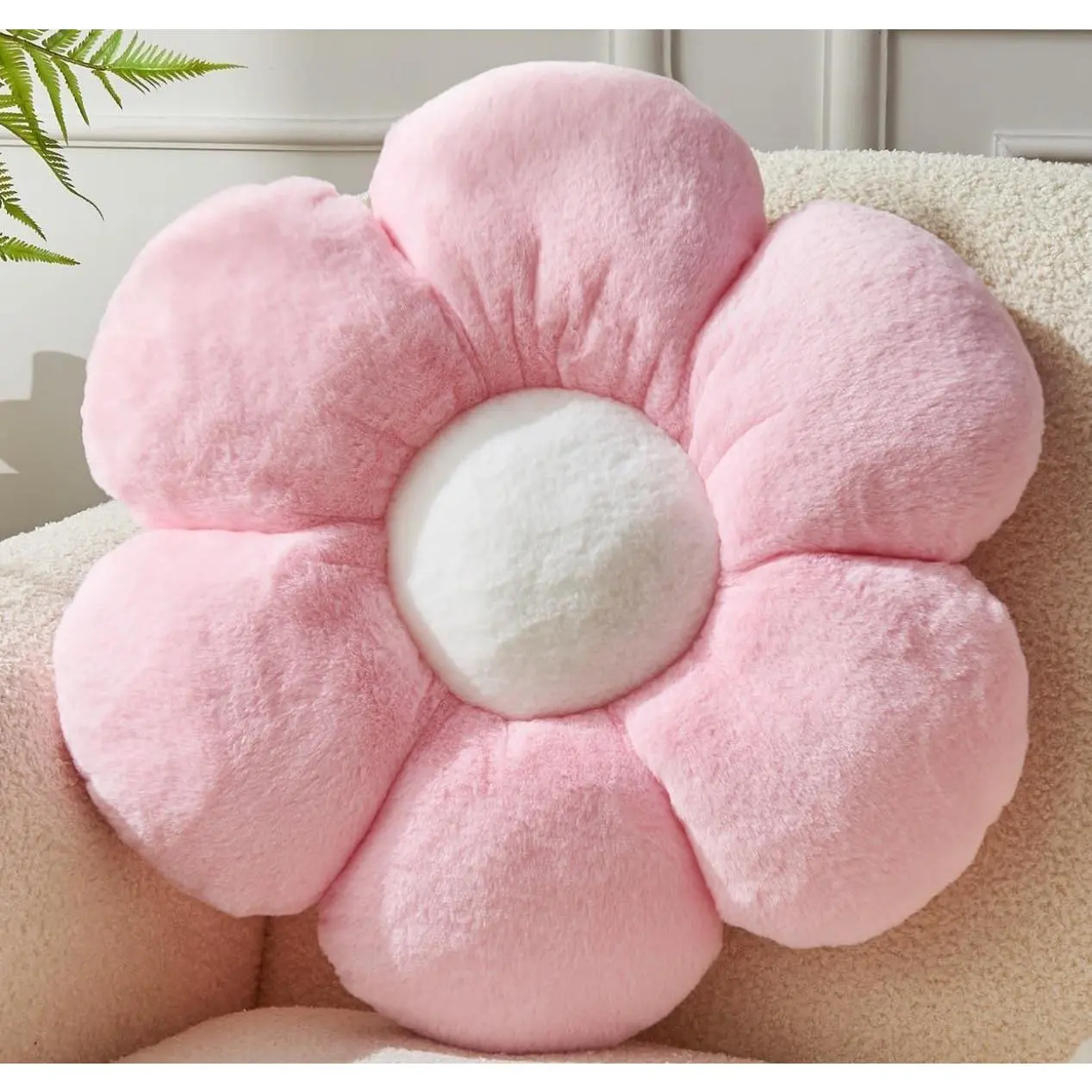 Pink Flower Pillow，Flower Shaped Throw Pillow 15.7In Daisy Pillow Cushion Cute Flower Seating Cushion Home Decorative Pillows for Sofa Couch Bed