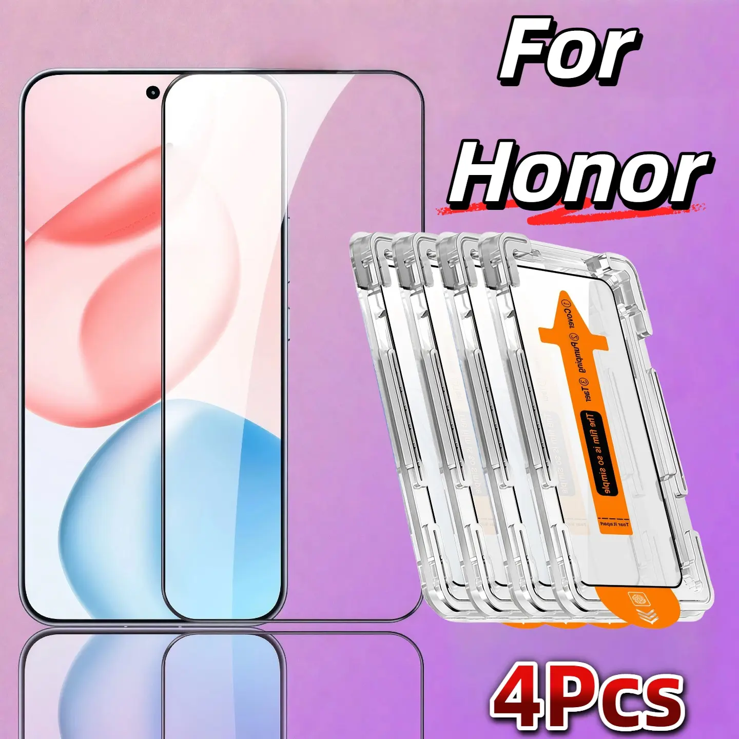 4-Pack Honor Screen Protectors, HD Tempered Glass, 9h Hardness, Easy Install, Scratch-Resistant, Dust-Free, Bubble-Free, Durable Protection
