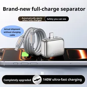 2026 New 140w Type-C Fast Charging Adapter, Smart Full Charge Separator, Auto Shut Off, Safe Overnight Charging, Compatible with Android, Apple, Tablets, Cellphone Charger